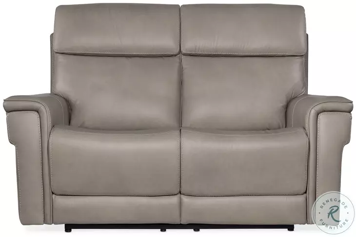 Lyra Sahara Ash Leather Zero Gravity Power Reclining Loveseat With Power Headrest