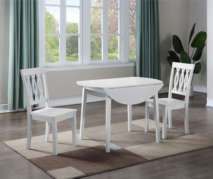 Naples White 42" Extendable Dining Table Set of 3