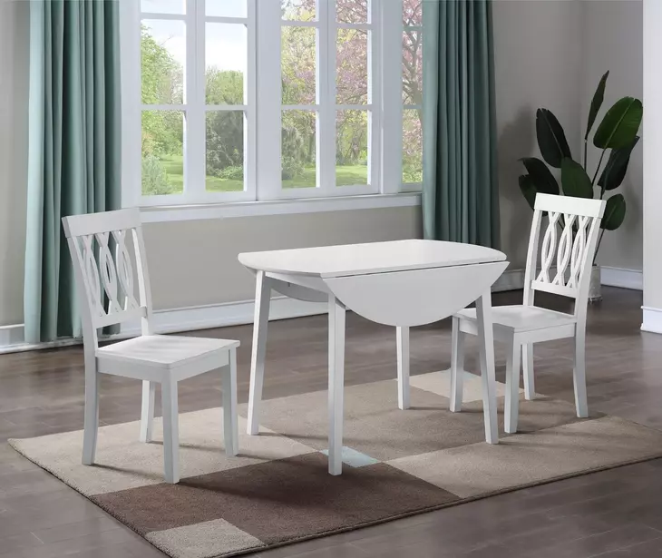 Naples White 42" Extendable Dining Table Set of 3