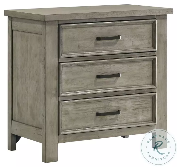 Damen Drift Grey 3 Drawer Nightstand