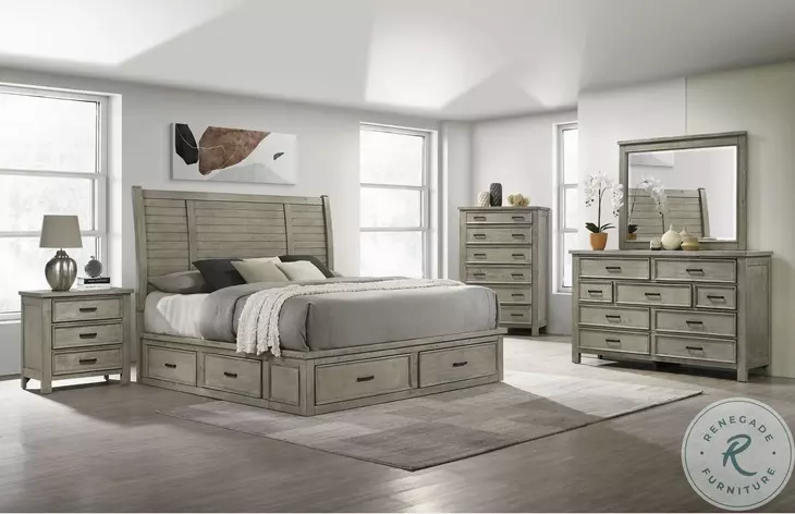 Damen Drift Grey Queen Storage Platform Bed