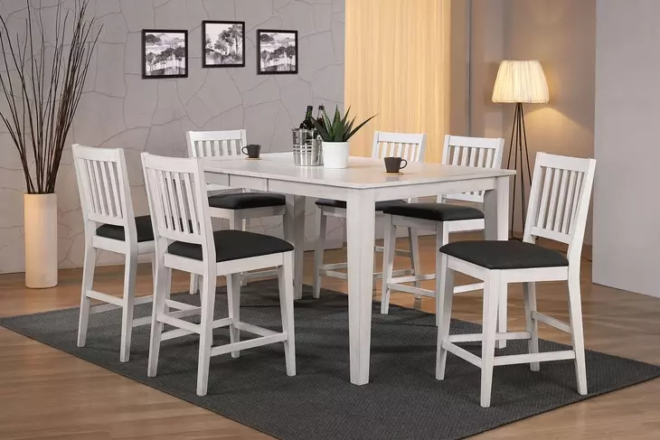 Summer Winds II White and Gray Rectangular Extendable Counter Height Dining Room Set