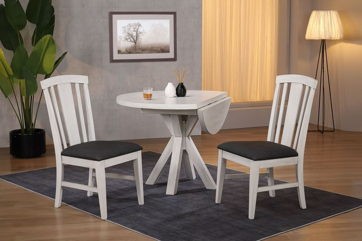 Summer Winds II White and Gray Round Drop Leaf Dining Room Set