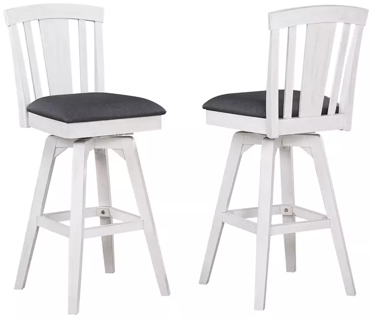 Summer Winds II Gray Fan Back Swivel Upholstered Barstool
