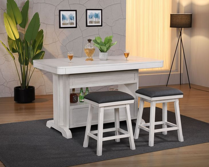 Summer Winds II White and Gray 60" Rectangular Storage Kitchen Island