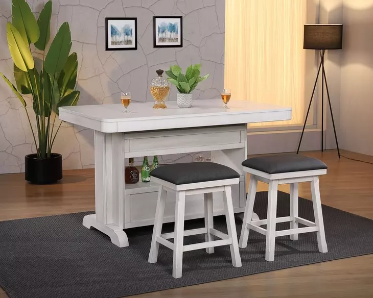 Summer Winds II Gray Upholstered Saddle Backless Counter Height Stool