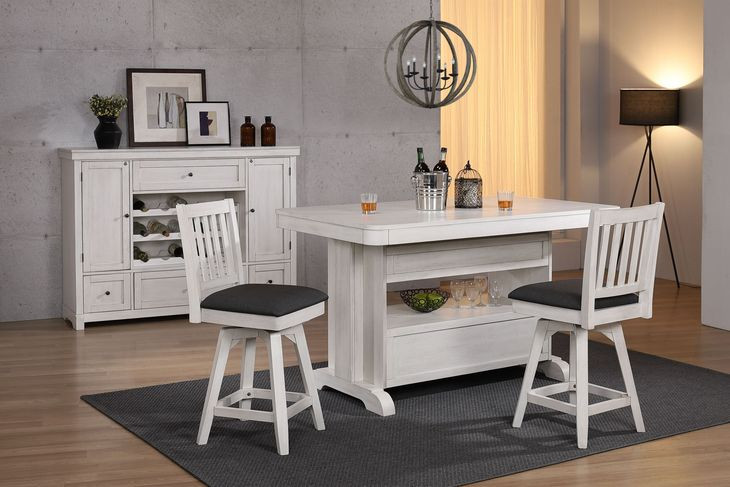 Summer Winds II White and Gray 60" Rectangular Storage Kitchen Island