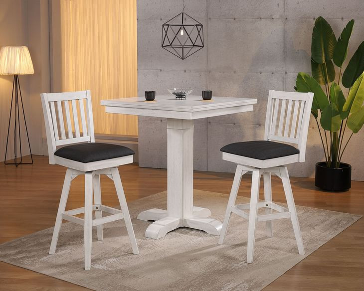 Summer Winds II White and Gray Square Adjustable Height Pub Table
