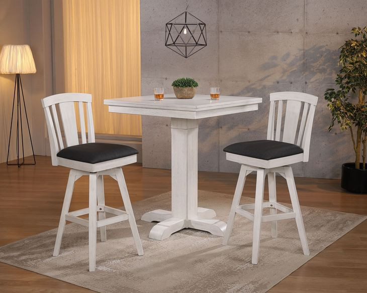 Summer Winds II Gray Fan Back Swivel Upholstered Counter Height Stool