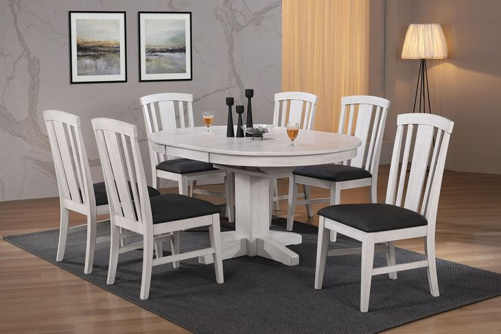 Summer Winds II White and Gray Round Dining Room Set