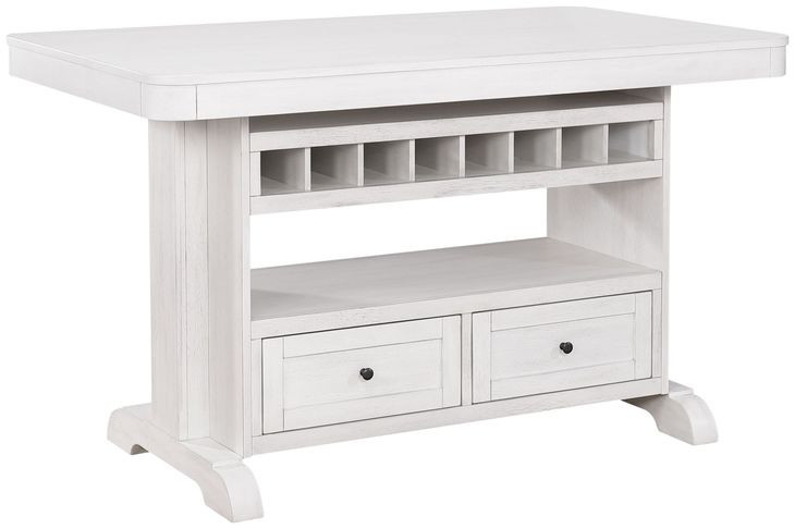 Summer Winds II White and Gray 60" Rectangular Storage Kitchen Island