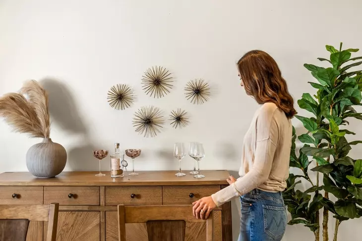 Sun Haven Oak and Walnut 4 Door Credenza