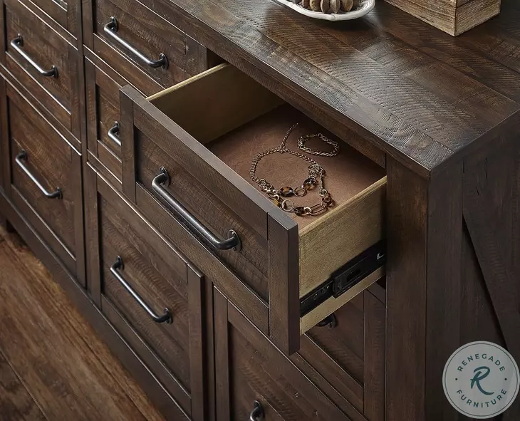 Sun Valley Rustic Timber 9 Drawer Dresser with Mirror
