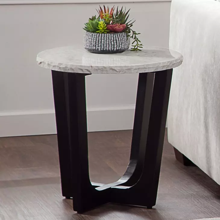 Chrissy White Round Marble Top End Table