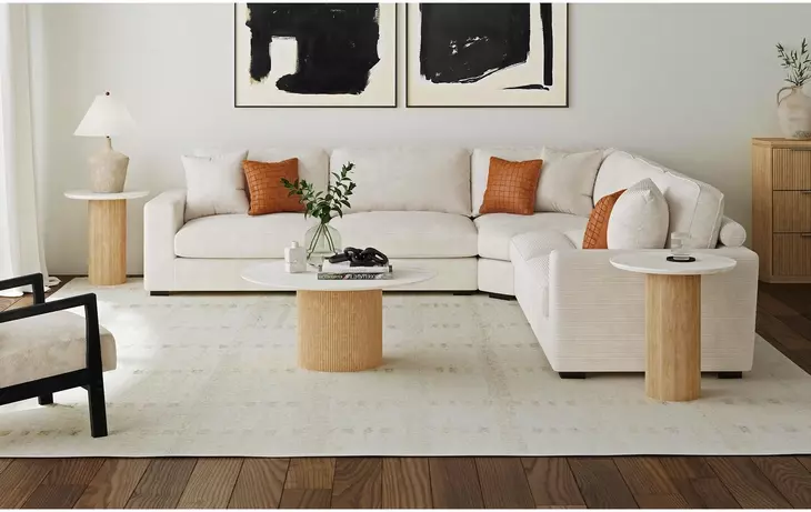 Sutton White and Natural Round End Table