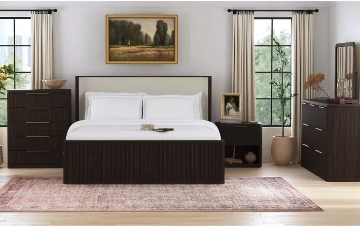Sutton Dark Brown 1 Drawer Nightstand with LED