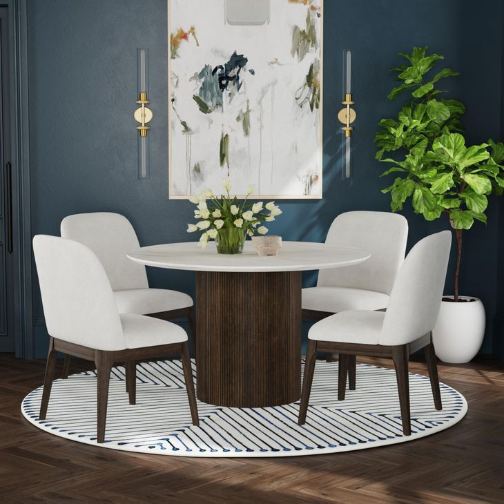 Sutton White and Dark Brown 47" Round Dining Table