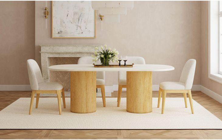 Sutton White and Natural Upholstered Dining Side Chair Set of 2