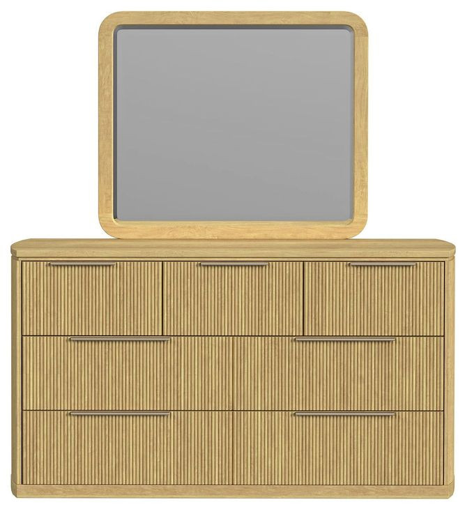 Sutton Natural 7 Drawer Dresser and Rectangular Mirror