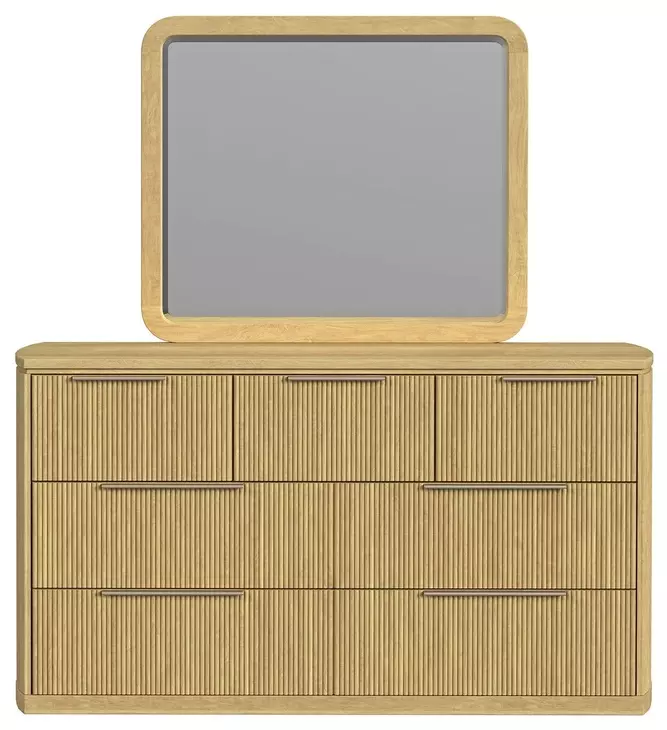 Sutton Natural 7 Drawer Dresser and Rectangular Mirror