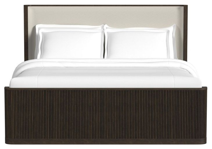 Sutton White and Dark Brown King Upholstered Platform Bed