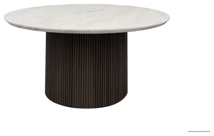 Sutton White and Dark Brown Round Marble Top Coffee Table