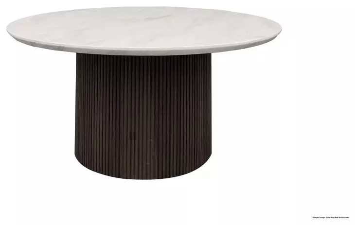 Sutton White and Dark Brown Round Marble Top Coffee Table