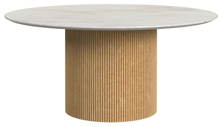 Sutton White and Natural Round Marble Top Coffee Table