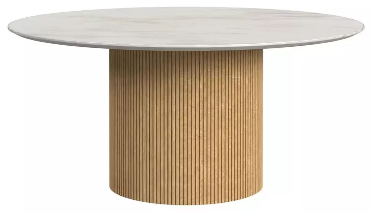 Sutton White and Natural Round Marble Top Occasional Table Set