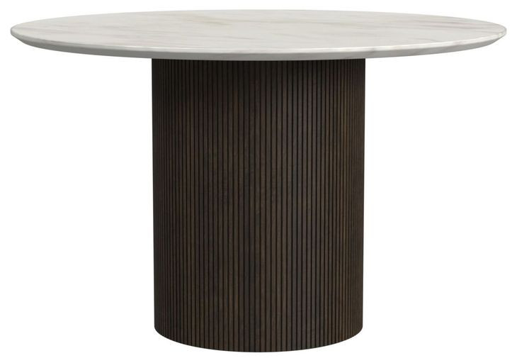Sutton White and Dark Brown 47" Round Dining Table