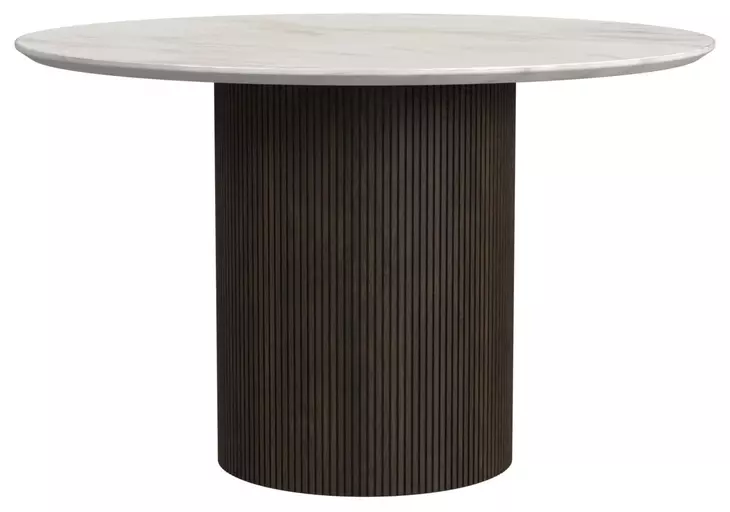 Sutton White and Dark Brown 47" Round Dining Table