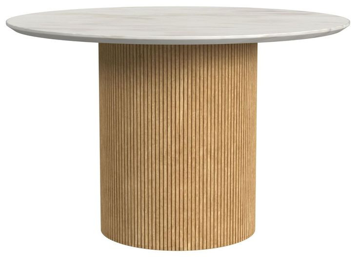 Sutton White and Natural 52" Round Dining Table