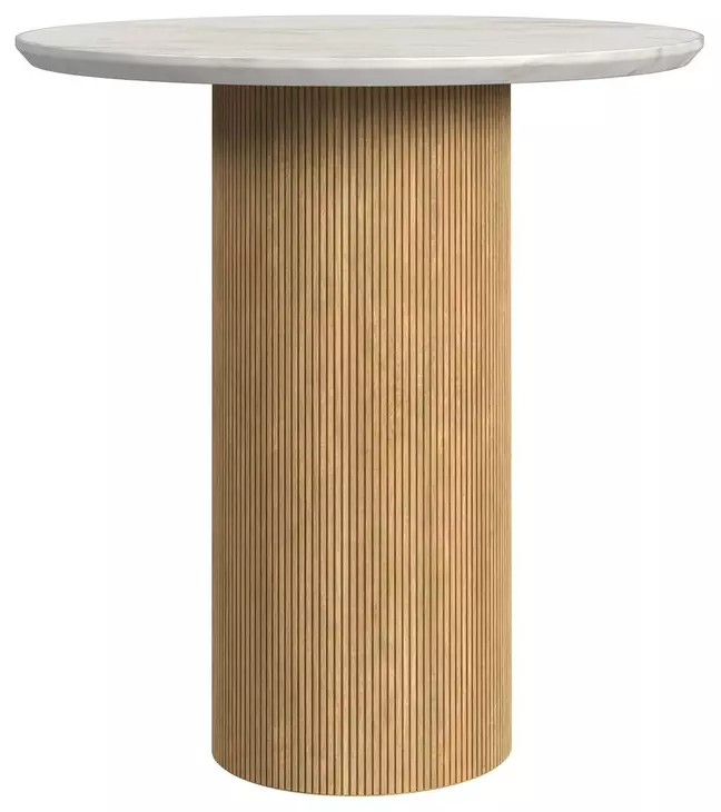 Sutton White and Natural Round End Table