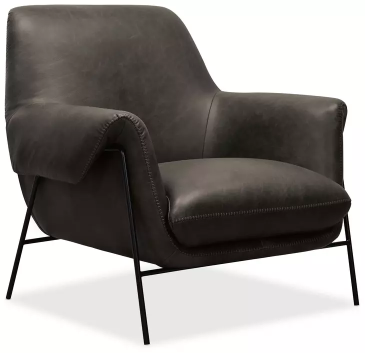 Ambroise Gray Leather Upholstered Club Chair