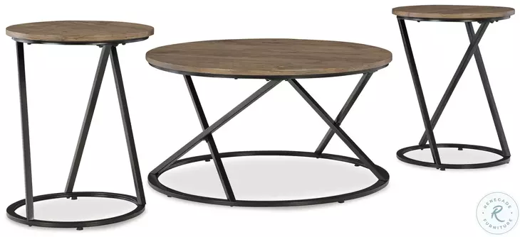 Cassbryn Brown and Black Occasional Table Set