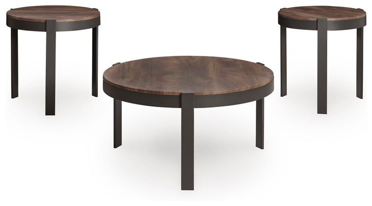 Horizon Hills Warm Rustic and Black 3 Piece Round Occasional Table Set