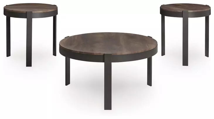 Horizon Hills Warm Rustic and Black 3 Piece Round Occasional Table Set