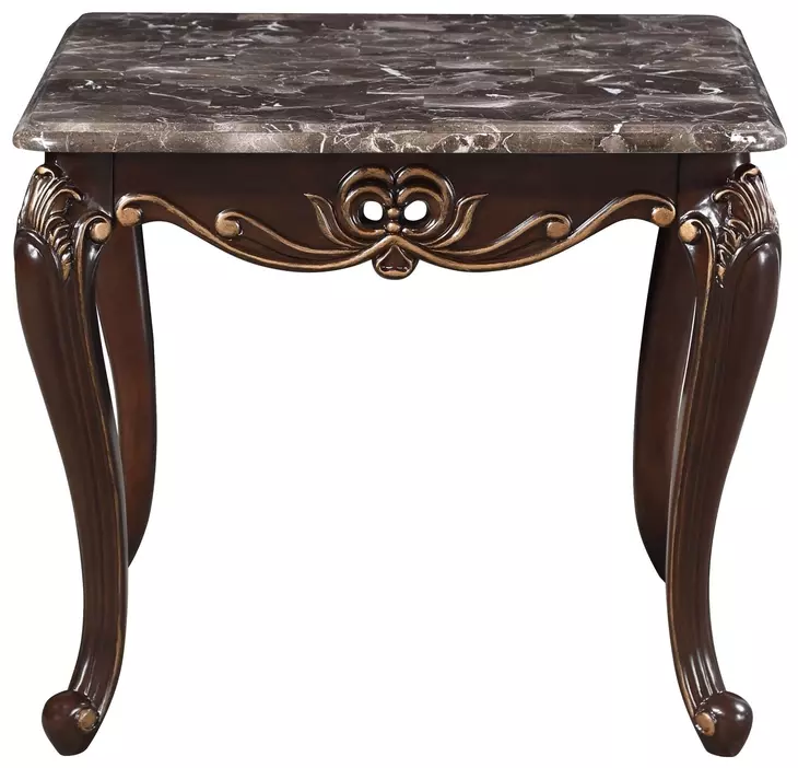 Constantine Cherry Rectangular Marble Top End Table