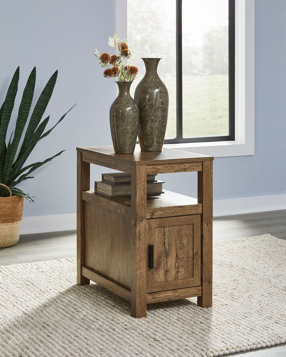 Fendenmore Brown Rectangular Chairside End Table with USB Charging