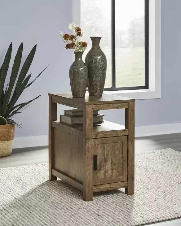 Fendenmore Brown Rectangular Chairside End Table with USB Charging