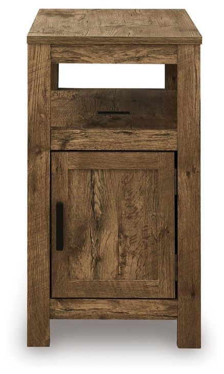 Fendenmore Brown Rectangular Chairside End Table with USB Charging