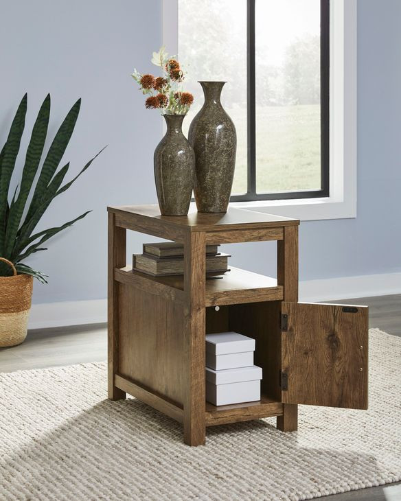 Fendenmore Brown Rectangular Chairside End Table with USB Charging