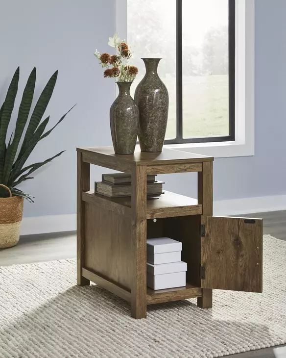Fendenmore Brown Rectangular Chairside End Table with USB Charging