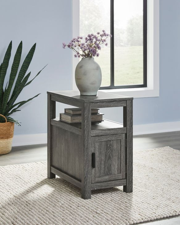 Fendenmore Brown and Gray Rectangular Chairside End Table with USB Charging