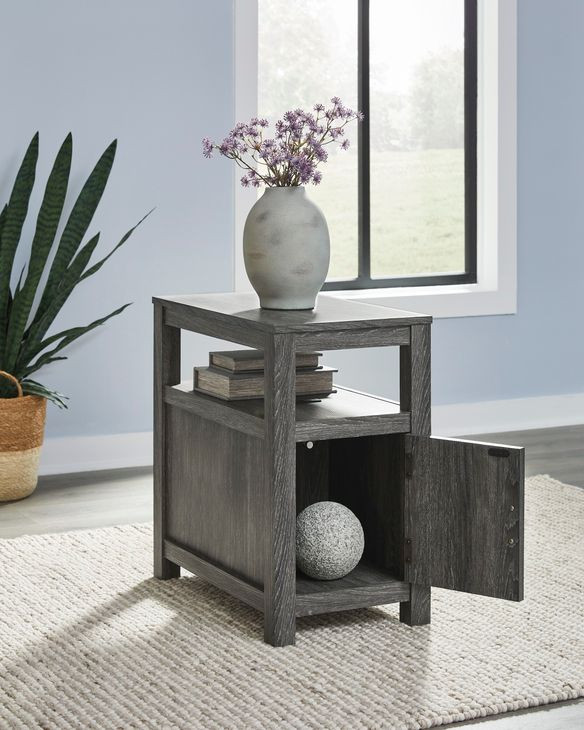 Fendenmore Brown and Gray Rectangular Chairside End Table with USB Charging