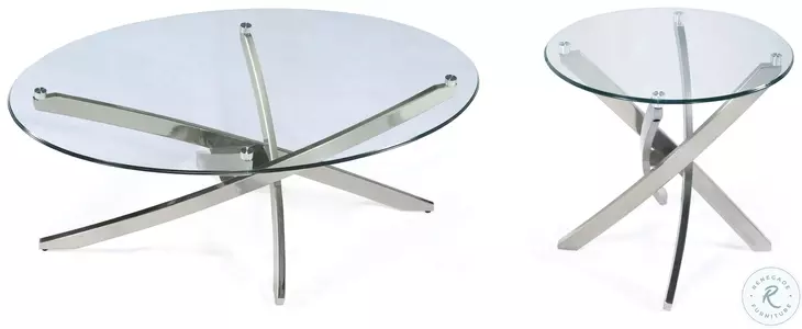 Zila Brushed Nickel Oval Occasional Table Set