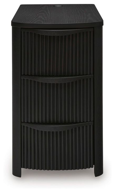 Camdill Black Rectangular Chairside End Table with USB Charging