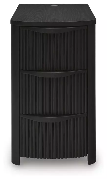 Camdill Black Rectangular Chairside End Table with USB Charging
