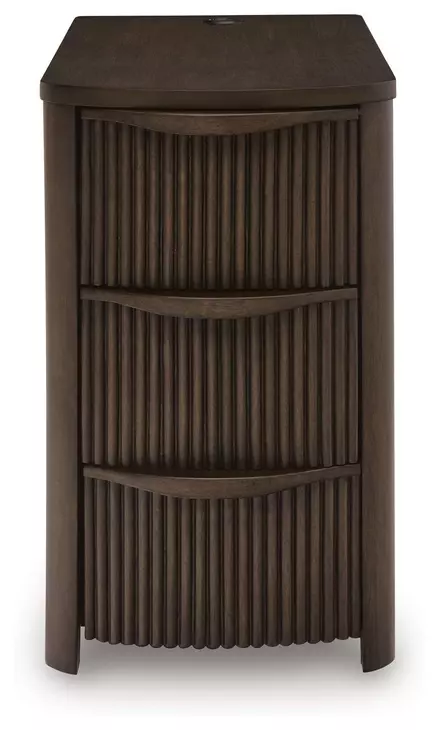 Camdill Dark Brown Rectangular Chairside End Table with USB Charging