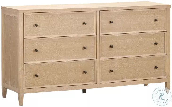 Bristol Park Whitewashed Oak Wood 6 Drawer Dresser